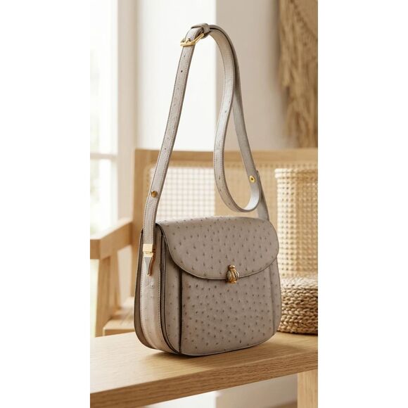 No brand Handbags - Ostrich leather Taupe gray Genuine ostrich leather Ostrich leather Handbag